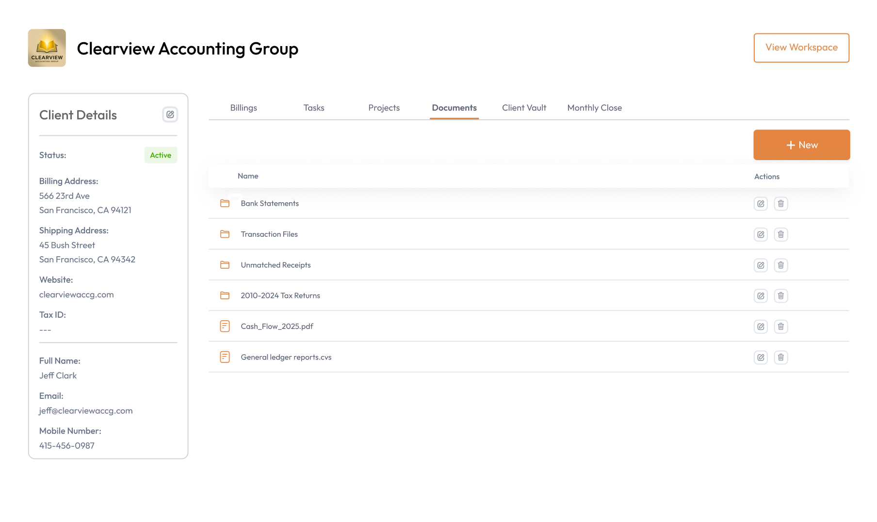 Client Portal Interface